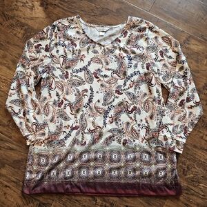 Christopher & Banks | Cream Blouse with Paisley Design